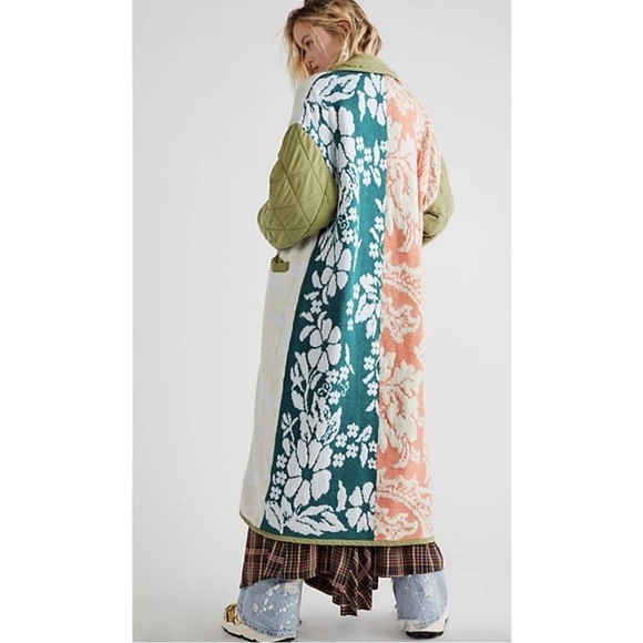Free People Home Sweet Home Coat Quilted Sweater Knit Duster Jacket Coat Size S - Picture 2 of 13